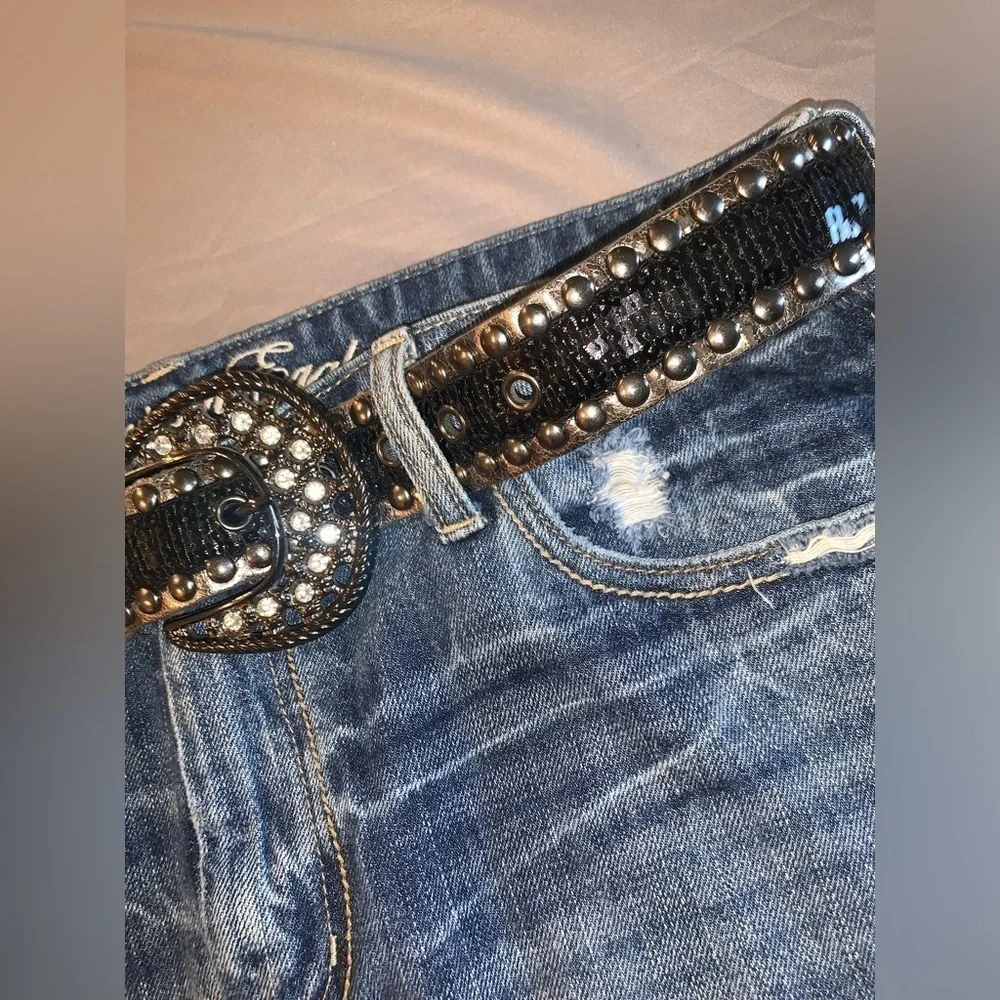 Rock n Roll style belt with rhinestones heavy Size Large